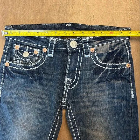 True Religion Joey Super T Flare Boot Cut Darker Wash Jeans Size 28 - Picture 8 of 9